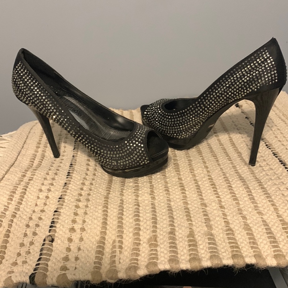 Society 86,rhinestone open toe heel..Size 7 1/2